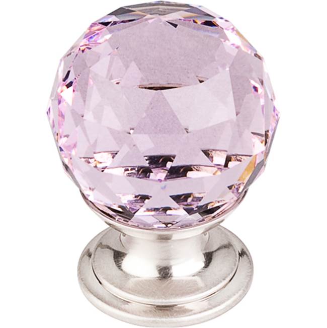Top Knobs - Pink Crystal Knob 1 1/8 Inch Brushed Satin Nickel Base - Brushed Satin Nickel