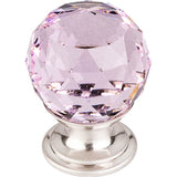 Top Knobs - Pink Crystal Knob 1 1/8 Inch Brushed Satin Nickel Base - Brushed Satin Nickel