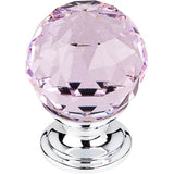 Top Knobs - Pink Crystal Knob 1 1/8 Inch Polished Chrome Base - Polished Chrome