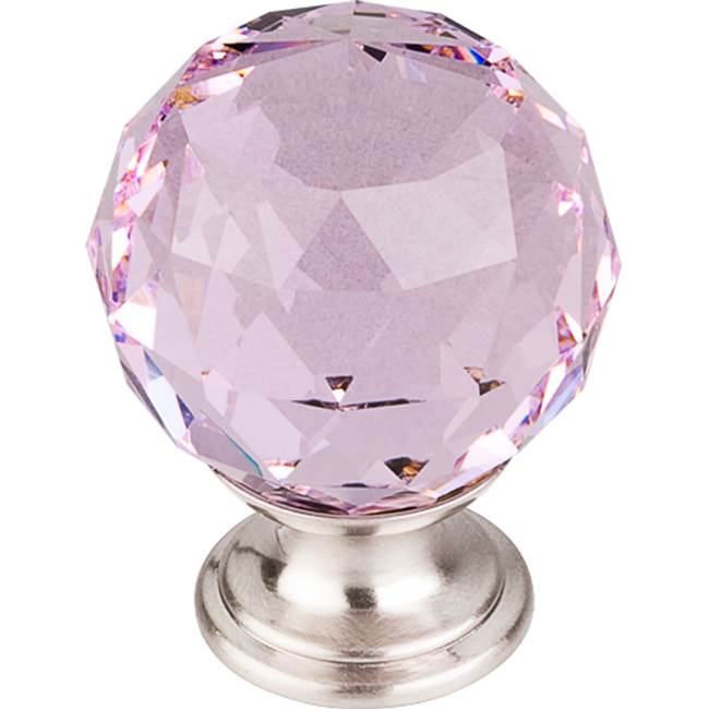 Top Knobs - Pink Crystal Knob 1 3/8 Inch Brushed Satin Nickel Base - Brushed Satin Nickel