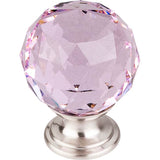 Top Knobs - Pink Crystal Knob 1 3/8 Inch Brushed Satin Nickel Base - Brushed Satin Nickel