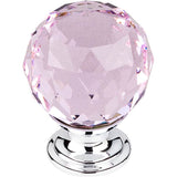 Top Knobs - Pink Crystal Knob 1 3/8 Inch Polished Chrome Base - Polished Chrome