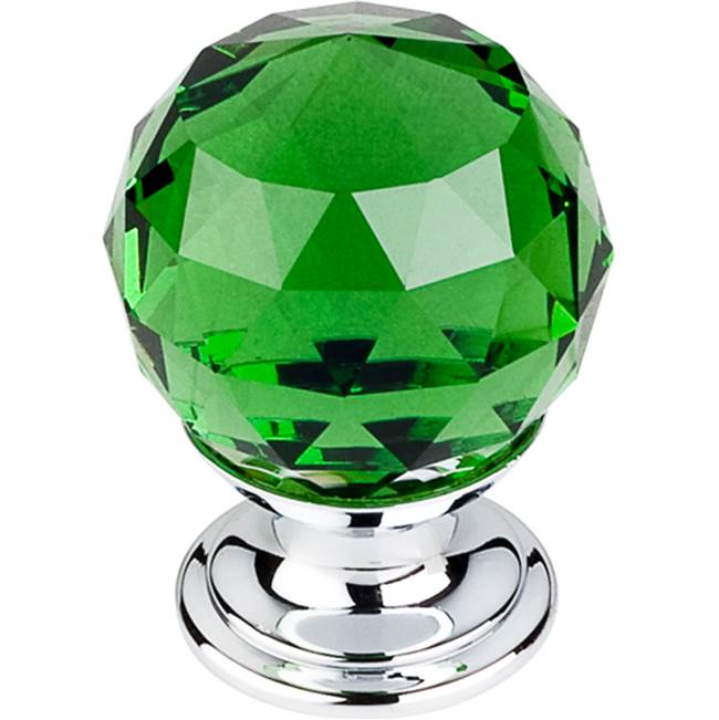 Top Knobs - Green Crystal Knob 1 1/8 Inch Polished Chrome Base - Polished Chrome