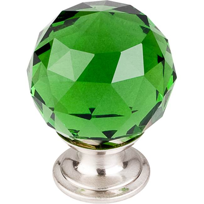 Top Knobs - Green Crystal Knob 1 3/8 Inch Brushed Satin Nickel Base - Brushed Satin Nickel