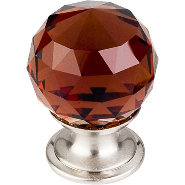 Top Knobs - Wine Crystal Knob 1 1/8 Inch Brushed Satin Nickel Base - Brushed Satin Nickel
