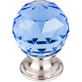 Top Knobs - Blue Crystal Knob 1 1/8 Inch Brushed Satin Nickel Base - Brushed Satin Nickel