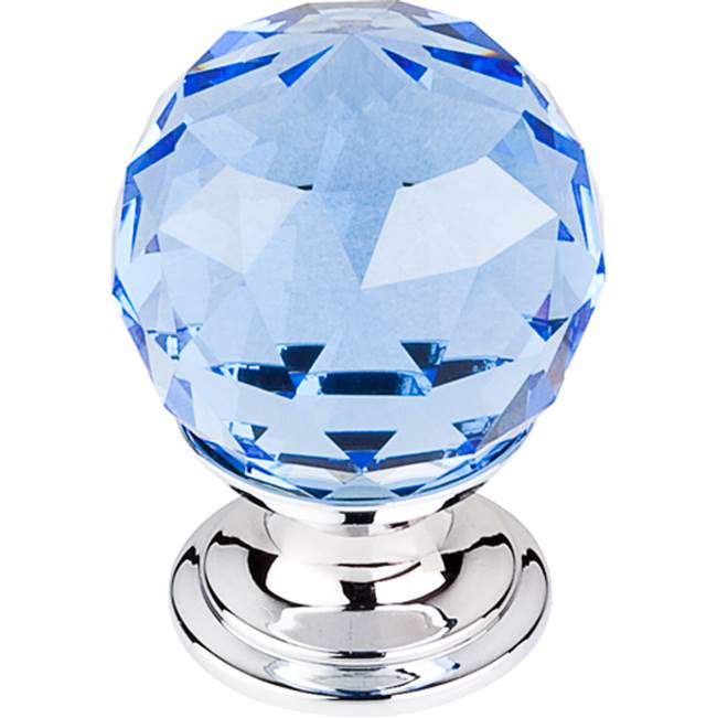 Top Knobs - Blue Crystal Knob 1 1/8 Inch Polished Chrome Base - Polished Chrome