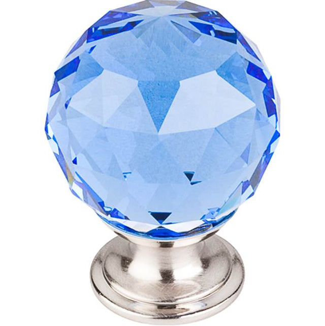 Top Knobs - Blue Crystal Knob 1 3/8 Inch Brushed Satin Nickel Base - Brushed Satin Nickel