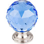 Top Knobs - Blue Crystal Knob 1 3/8 Inch Brushed Satin Nickel Base - Brushed Satin Nickel