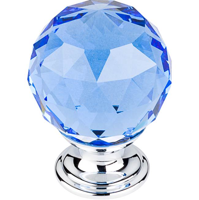 Top Knobs - Blue Crystal Knob 1 3/8 Inch Polished Chrome Base - Polished Chrome