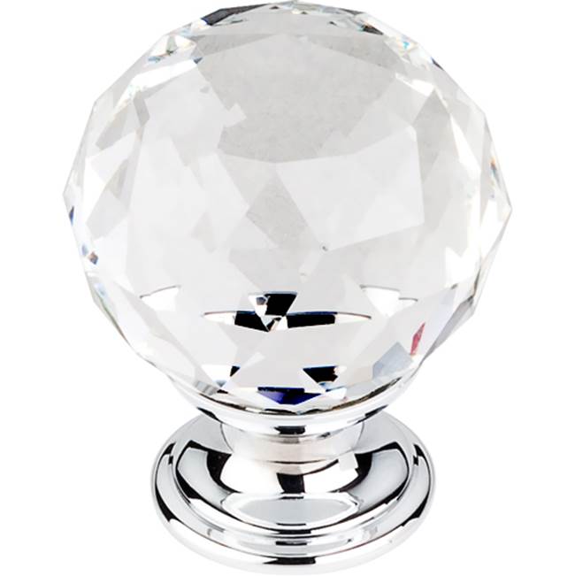 Top Knobs - Clear Crystal Knob 1 3/8 Inch Polished Chrome Base - Polished Chrome
