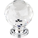 Top Knobs - Clear Crystal Knob 1 3/8 Inch Polished Chrome Base - Polished Chrome