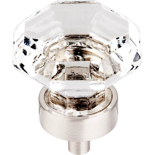 Top Knobs - Clear Octagon Crystal Knob 1 3/8 Inch Brushed Satin Nickel Base - Brushed Satin Nickel