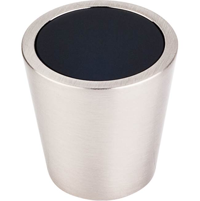 Top Knobs - Black Crystal Center Knob 1 1/16 Inch Brushed Satin Nickel Shell - Brushed Satin Nickel