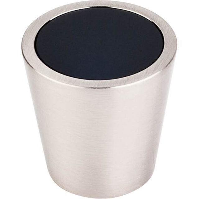 Top Knobs - Black Crystal Center Knob 1 1/16 Inch Brushed Satin Nickel Shell - Brushed Satin Nickel