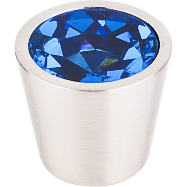 Top Knobs - Blue Crystal Center Knob 13/16 Inch Brushed Satin Nickel Shell - Brushed Satin Nickel