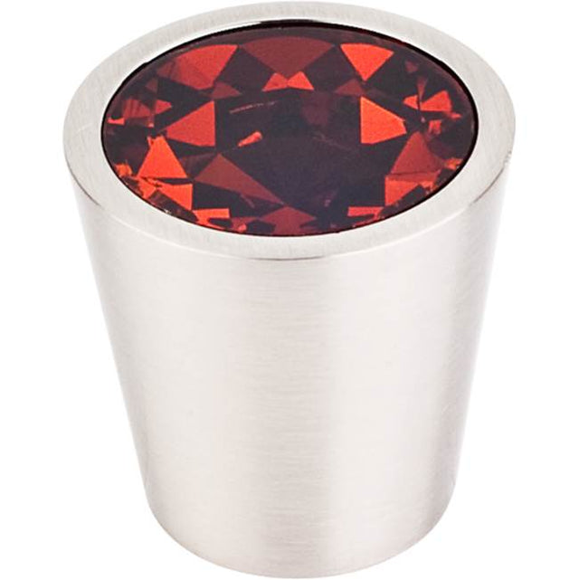 Top Knobs - Wine Crystal Center Knob 1 1/16 Inch Brushed Satin Nickel Shell - Brushed Satin Nickel