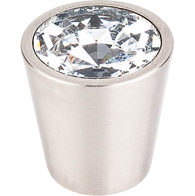 Top Knobs - Clear Crystal Center Knob 1 1/16 Inch Brushed Satin Nickel Shell - Brushed Satin Nickel