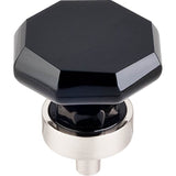 Top Knobs - Black Octagon Crystal Knob 1 3/8 Inch Brushed Satin Nickel Base - Brushed Satin Nickel