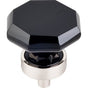 Top Knobs - Black Octagon Crystal Knob 1 3/8 Inch Brushed Satin Nickel Base - Brushed Satin Nickel