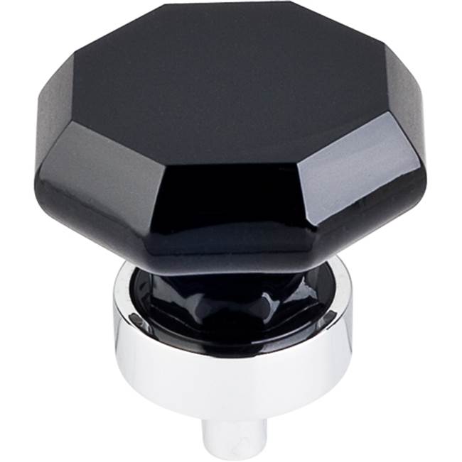 Top Knobs - Black Octagon Crystal Knob 1 3/8 Inch Polished Chrome Base - Polished Chrome