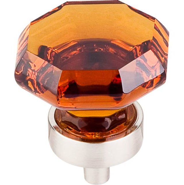 Top Knobs - Wine Octagon Crystal Knob 1 3/8 Inch Brushed Satin Nickel Base - Brushed Satin Nickel