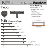 Burnham Round Knob 1 1/4 Inch Ash Gray