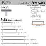 Prestwick Pull 6 5/16 Inch (c-c) Ash Gray