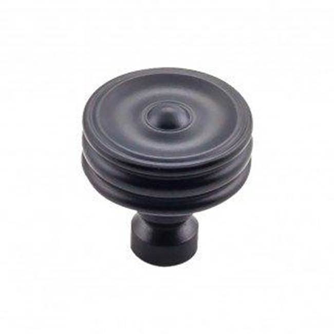 Top Knobs - Brixton Ridged Knob 1 1/4 Inch Flat Black - Flat Black