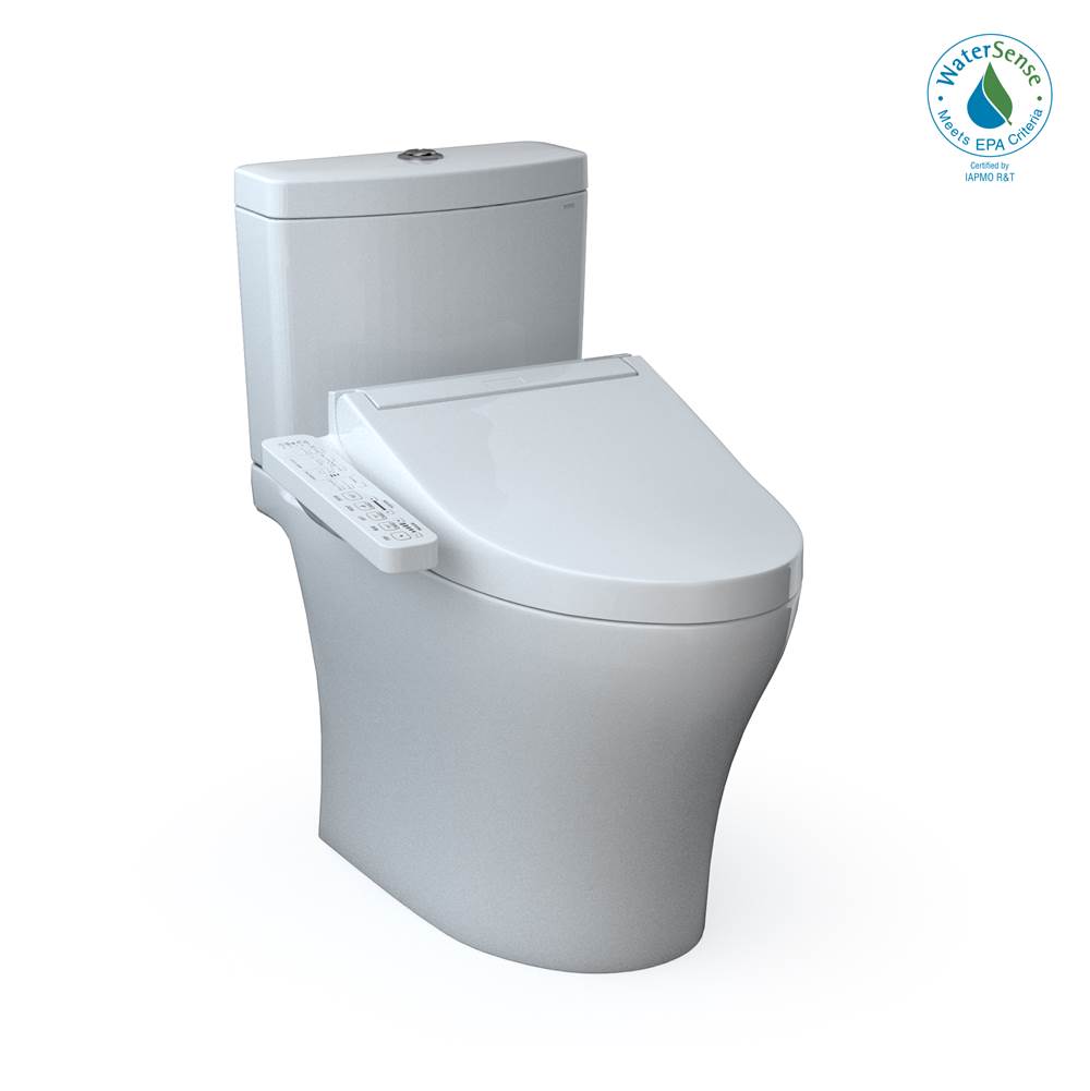TOTO - TotoWashlet+  Aquia Iv Two-Piece Elongated Dual Flush 1.28 And 0.9 Gpf Toilet And Washlet C2 Bidet Seat, Cotton White - Cotton White