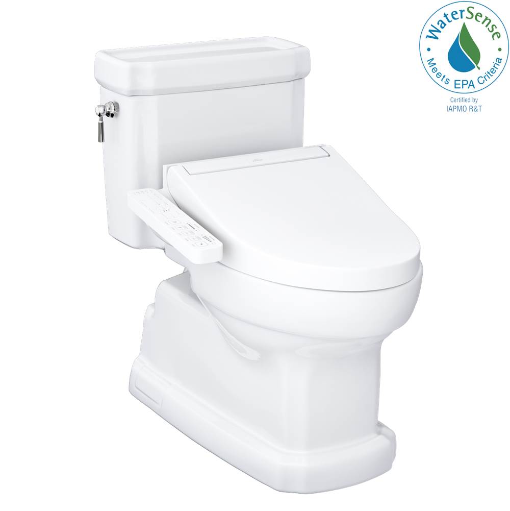 TOTO - TOTO WASHLET plus Eco Guinevere Elongated 1.28 GPF Universal Height Toilet with C2 Bidet Seat, Cotton White - MW9743074CEFGNo.01 - Cotton White