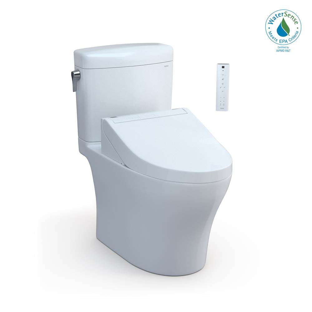 TOTO - Toto Washlet+ Aquia Iv Cube Two-Piece Elongated Dual Flush 1.28 And 0.9 Gpf Toilet With C5 Bidet Seat, Cotton White - Cotton White
