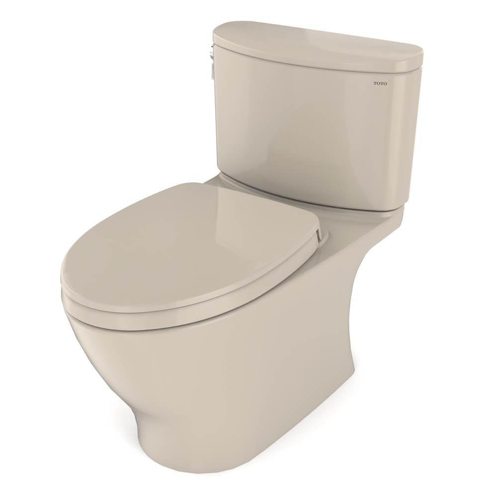 TOTO Nexus Two-Piece Elongated 1.28 GPF Universal Height Toilet with CEFIONTECT and SS124 SoftClose Seat, WASHLET+ Ready, Cotton White