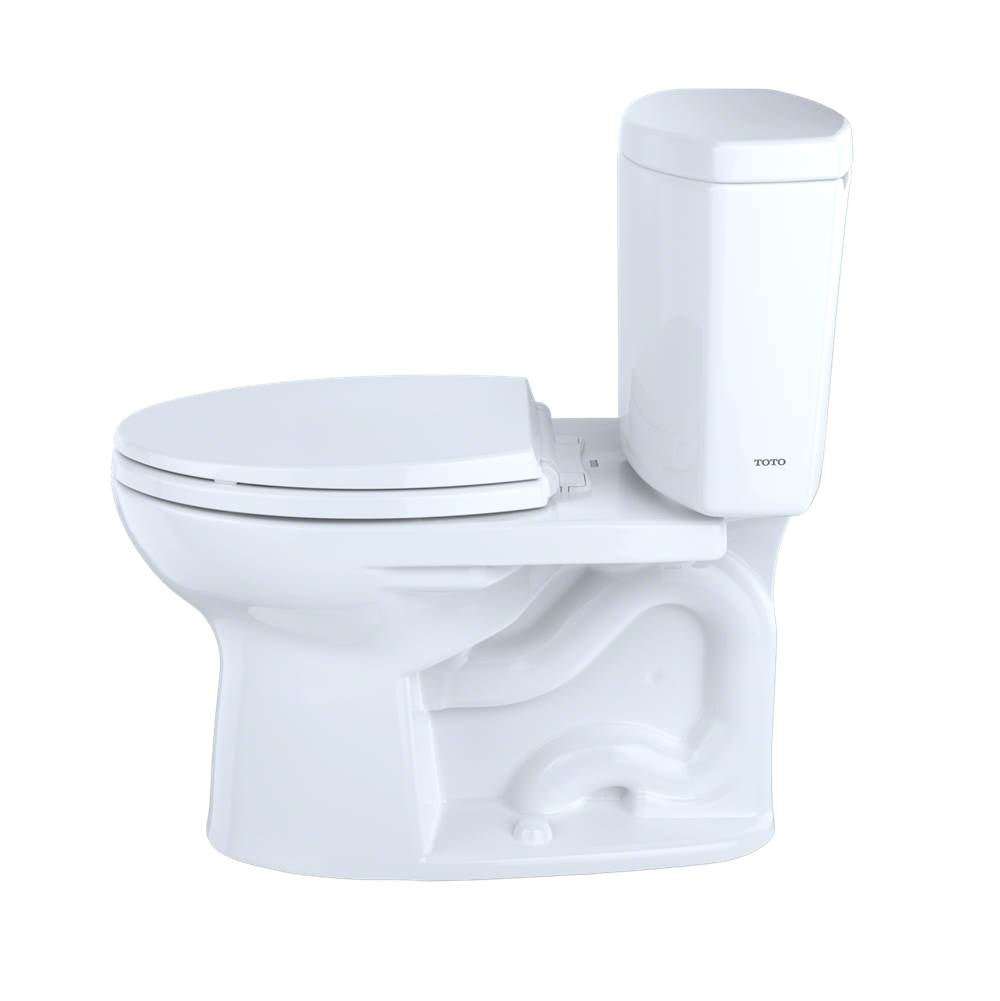 Toto Drake II Two-Piece Elongated 1.28 Gpf Universal Height Toilet With Cefiontect And Right-Hand Trip Lever, Cotton White