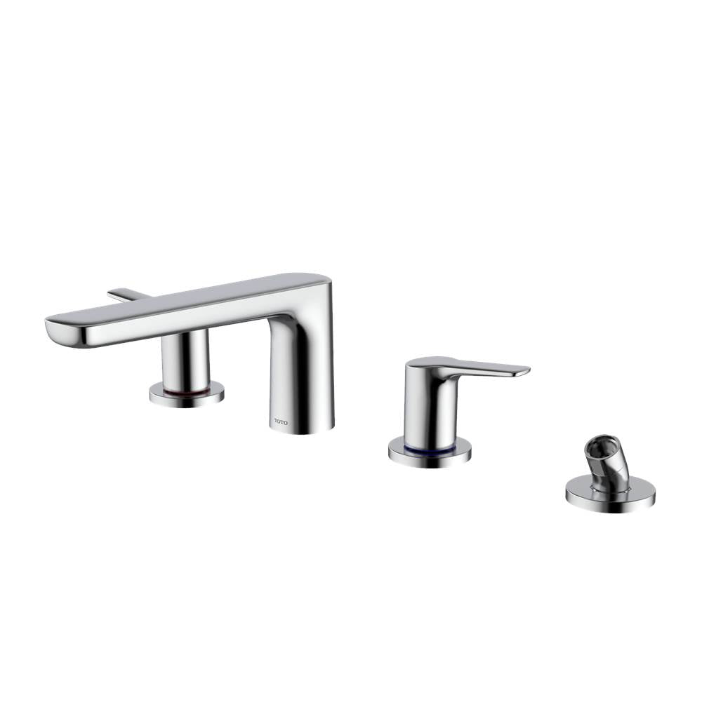 TOTO - Toto Gs Four-Hole Deck-Mount Roman Tub Filler Trim With Handshower, Polished Chrome - Polished Chrome