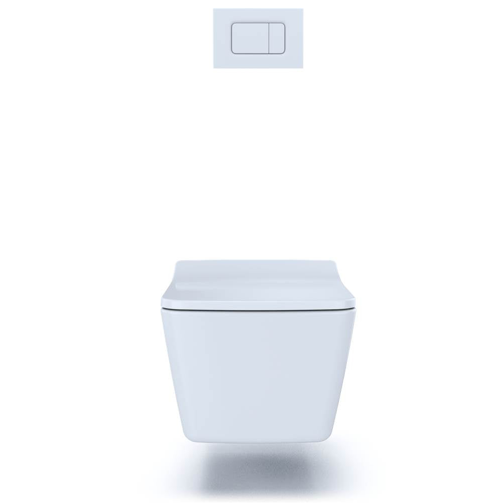 TOTO SP Wall-Hung Square-Shape Toilet and DuoFit In-Wall 1.28 and 0.9 GPF Dual-Flush Tank System with Copper Supply