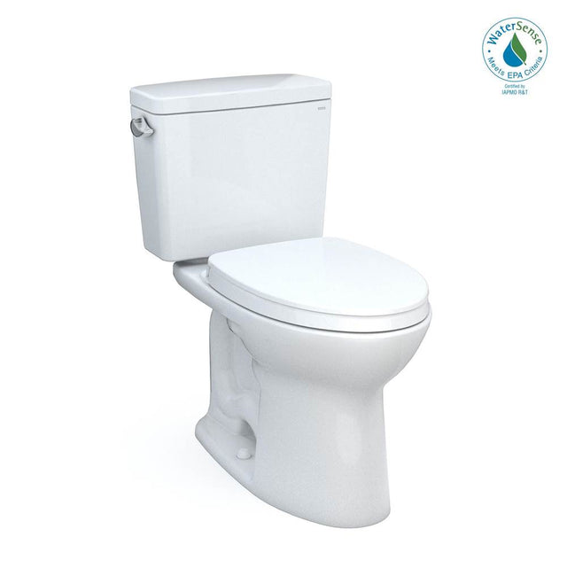 TOTO - TOTO Drake Two-Piece Elongated 1.28 GPF Universal Height TORNADO FLUSH Toilet with CEFIONTECT and SoftClose Seat, WASHLET+ Ready, Cotton White - Cotton White
