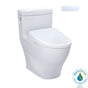 TOTO - TOTO WASHLET plus Aimes One-Piece Elongated 1.28 GPF Toilet and Contemporary WASHLET S7 Contemporary Bidet Seat, Cotton White - MW6264726CEFGNo.01 - Cotton White