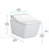 Toto Washlet+ Sp Wall-Hung Square-Shape Toilet With Sw Bidet Seat And Duofit In-Wall 1.28 And 0.9 Gpf Dual-Flush Tank System, Matte Silver