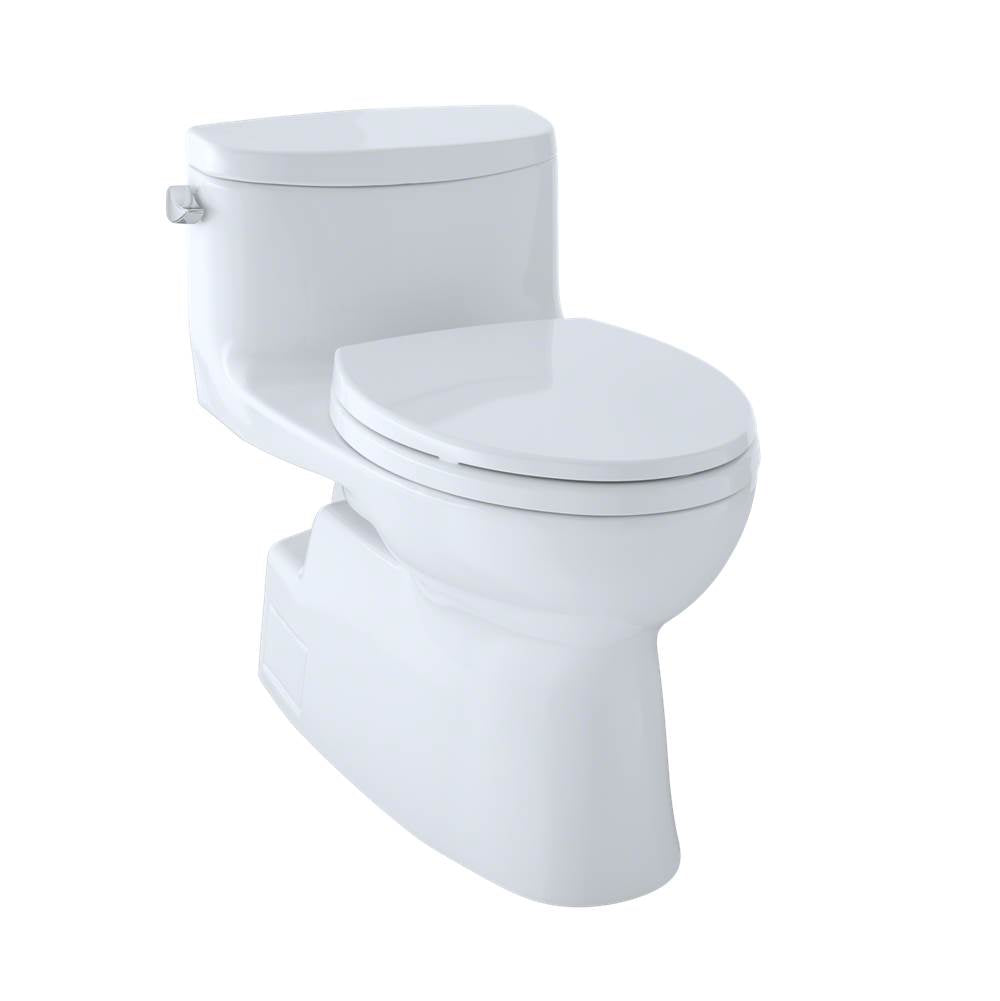 TOTO Carolina II One-Piece Elongated 1.28 GPF Universal Height Skirted Toilet with CeFiONtectE, Cotton White