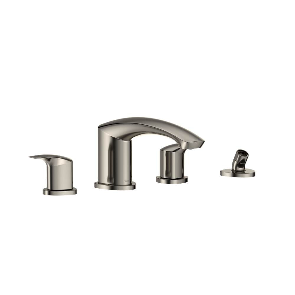 TOTO - Toto Gm Two-Handle Deck-Mount Roman Tub Filler Trim With Handshower, Polished Nickel - Polished Nickel