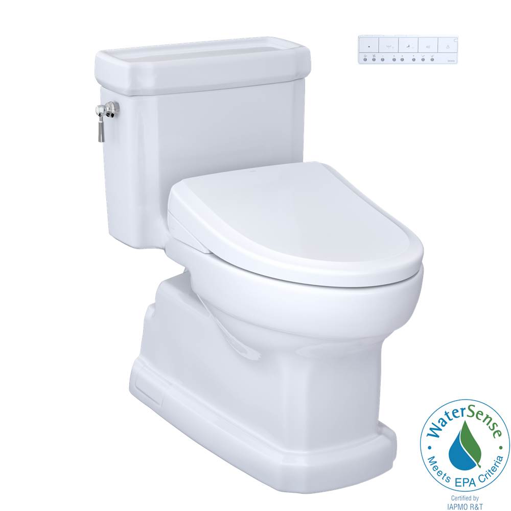 TOTO - TOTO WASHLET plus Eco Guinevere Elongated 1.28 GPF Universal Height Toilet and S7 Classic Bidet Seat with Auto Flush, Cotton White - MW9744724CEFGANo.01 - Cotton White