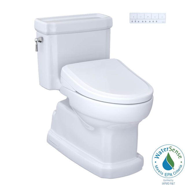 TOTO - TOTO WASHLET plus Eco Guinevere Elongated 1.28 GPF Universal Height Toilet and S7A Classic Bidet Seat with Auto Open/Close, Cotton White - MW9744734CEFGNo.01 - Cotton White