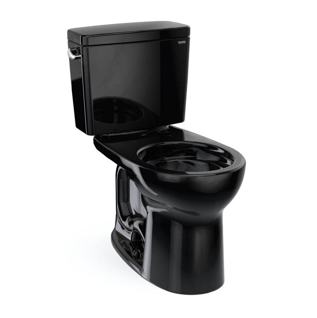 TOTO - Toto Drake Two-Piece Round 1.6 Gpf Universal Height Tornado Flush Toilet, Ebony - Ebony
