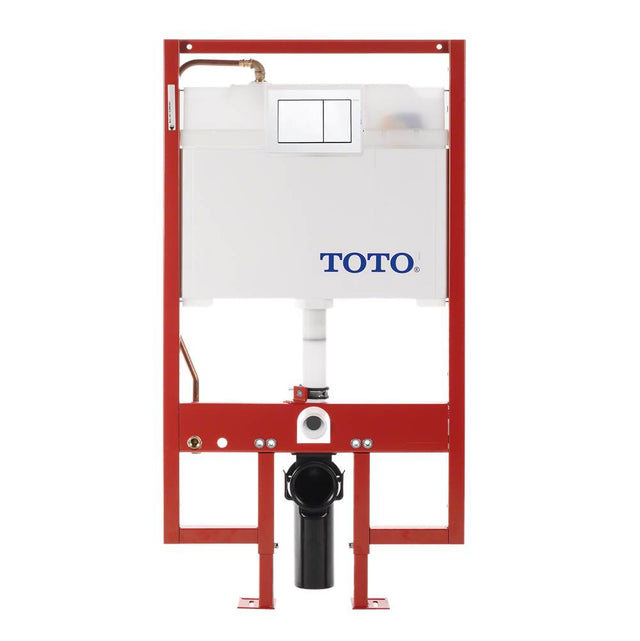 TOTO - Toto Duofit In-Wall Dual Flush 0.9 And 1.6 Gpf Tank System Copper Supply Line And White Rectangular Push Plate - White