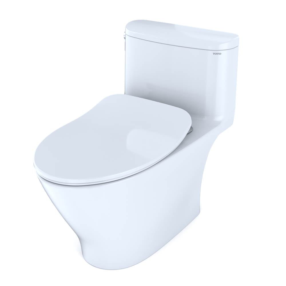 TOTO Nexus One-Piece Elongated 1.28 GPF Universal Height Toilet with CEFIONTECT and SS234 SoftClose Seat, WASHLET+ Ready, Cotton White