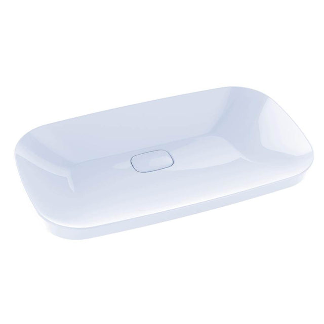 TOTO - Toto Neorest Kiwami Rectangular Semi-Recessed Fireclay Vessel Bathroom Sink With Cefiontect, Cotton White - Cotton White