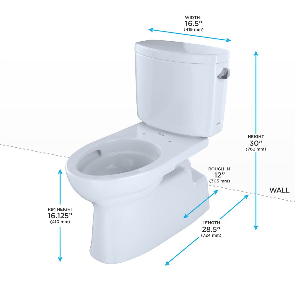 Toto Vespin II Two-Piece Elongated 1.28 Gpf Universal Height Skirted Toilet With Cefiontect And Right-Hand Trip Lever, Cotton White