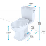 TOTO Connelly Two-Piece Elongated Dual Flush 1.28 and 0.9 GPF with CEFIONTECT and Right Lever, WASHLET+ Ready, Cotton White