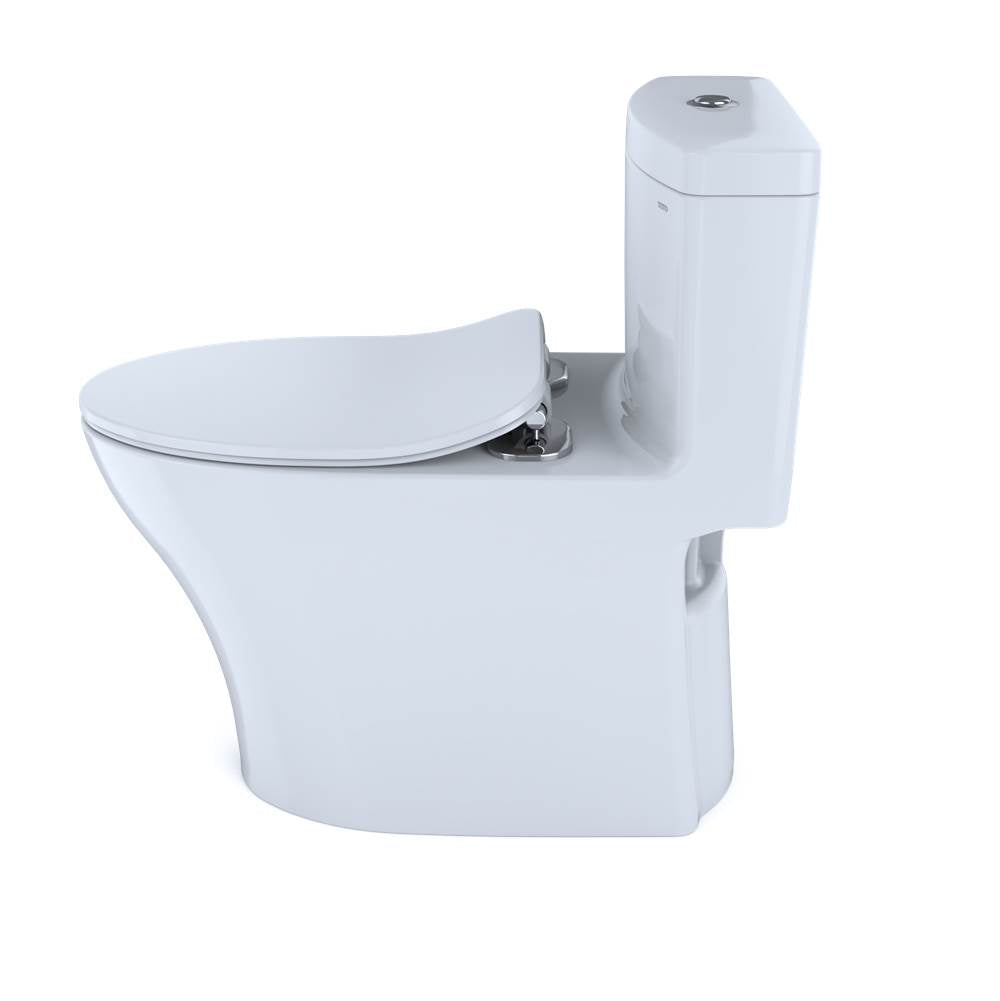TOTO Aquia IV One-Piece Elongated Dual Flush 1.28 and 0.8 GPF Universal Height, WASHLET+ Ready Toilet with CEFIONTECT, Cotton White